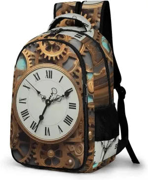 Laptop Backpack for Women Men Daypack Waterproof Rusty Steampunk Clock Computer Bag Business Work Bag for Travel