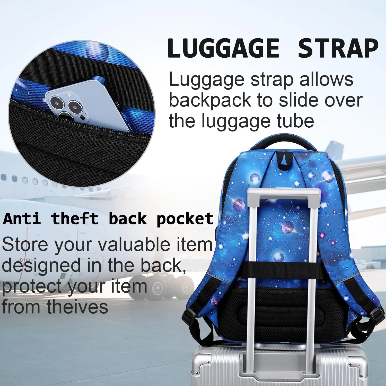Laptop Backpack,Business Travel Anti Theft Slim Durable Laptops Backpack with USB Charging Port,Water Resistant College Computer Bag for Women & Men Fits 15.6 Inch Laptop and Notebook-Dreamy Blue