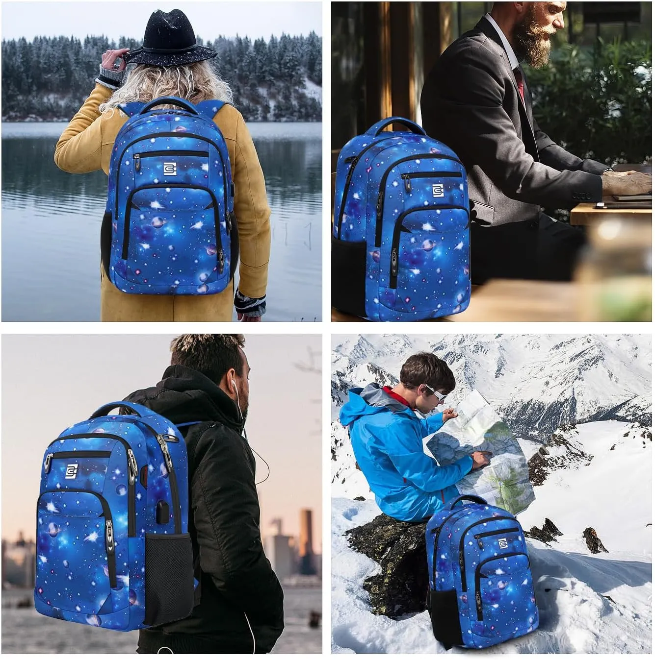 Laptop Backpack,Business Travel Anti Theft Slim Durable Laptops Backpack with USB Charging Port,Water Resistant College Computer Bag for Women & Men Fits 15.6 Inch Laptop and Notebook-Dreamy Blue