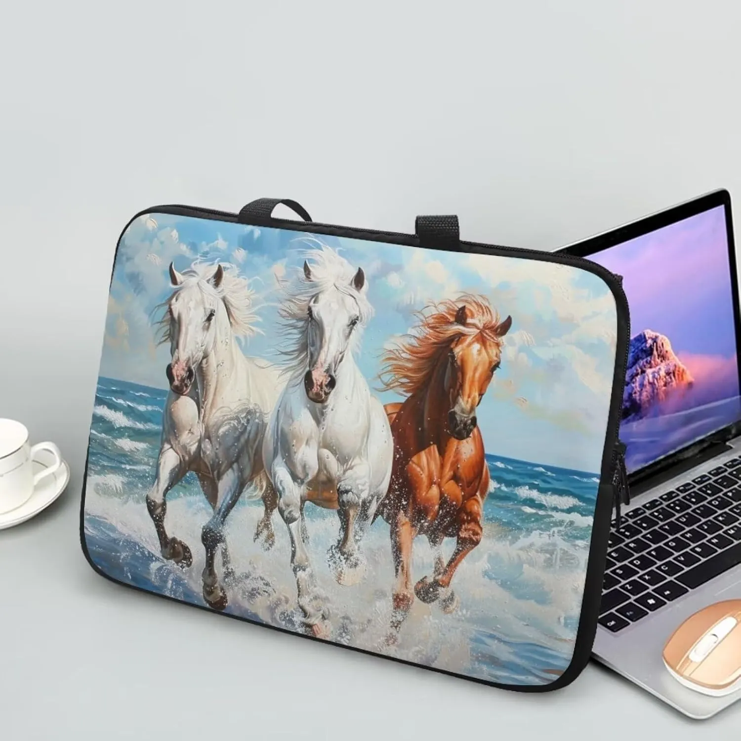 Laptop Bag 10-17 Inch Laptop Case Computer Carrying Case Laptop Sleeve Bag Customizable Pattern Running Horses