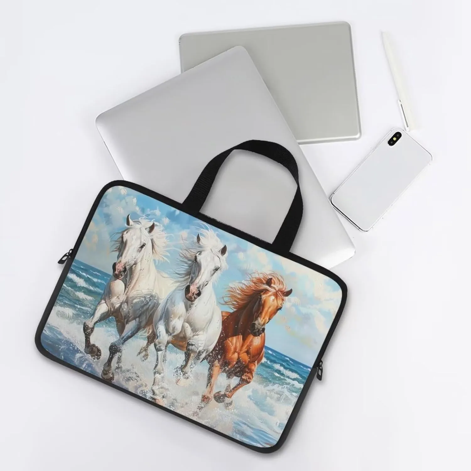 Laptop Bag 10-17 Inch Laptop Case Computer Carrying Case Laptop Sleeve Bag Customizable Pattern Running Horses