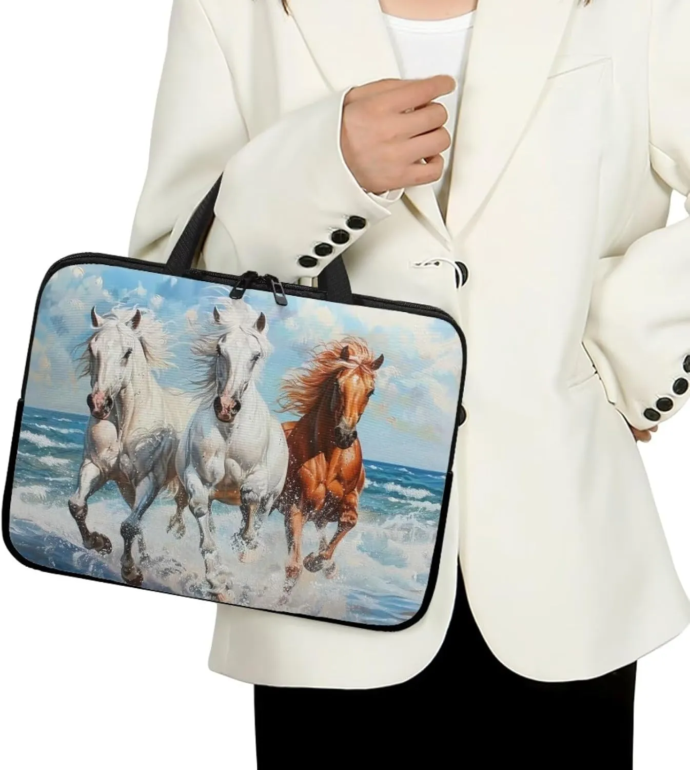 Laptop Bag 10-17 Inch Laptop Case Computer Carrying Case Laptop Sleeve Bag Customizable Pattern Running Horses