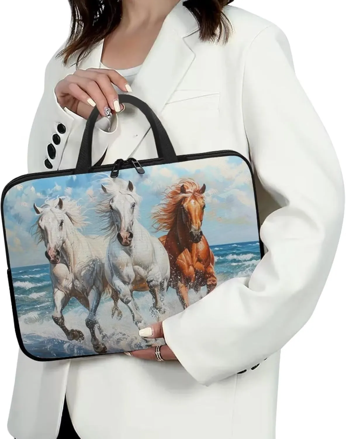 Laptop Bag 10-17 Inch Laptop Case Computer Carrying Case Laptop Sleeve Bag Customizable Pattern Running Horses