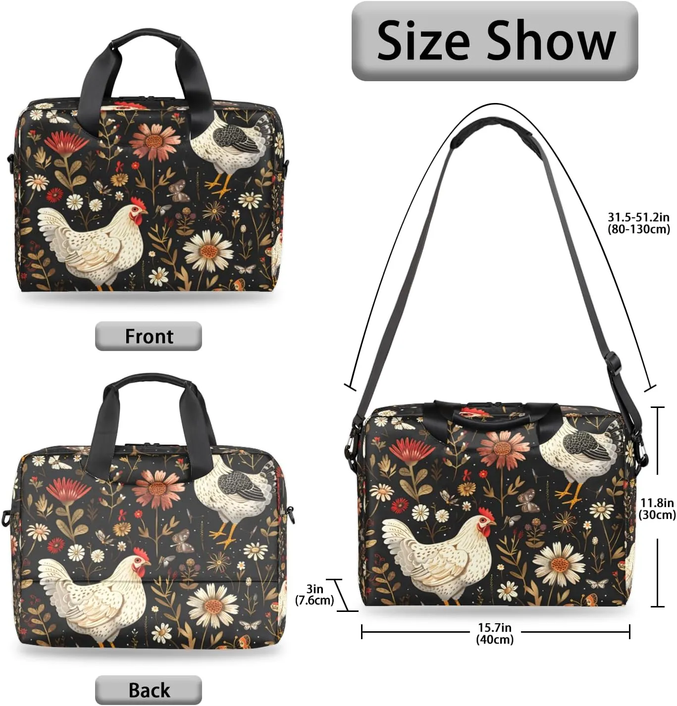 Laptop Bag 15.6 Inch Laptop Sleeve Case with Shoulder Straps Computer Slim Briefcase for Men and Women