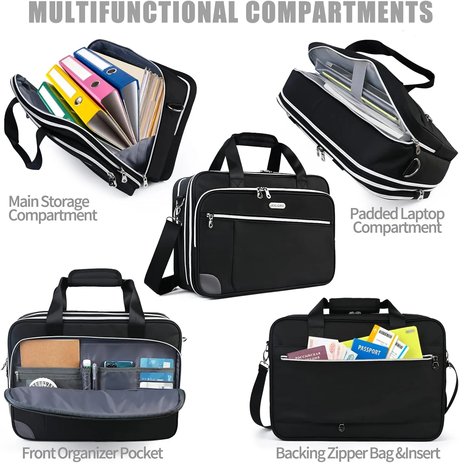 Laptop Bag Premium Laptop Briefcase Expandable Fits Up to 17 Inch Water-Repellent Large Messenger Computer Bag Travel/Business/Work/for Men Women,Black