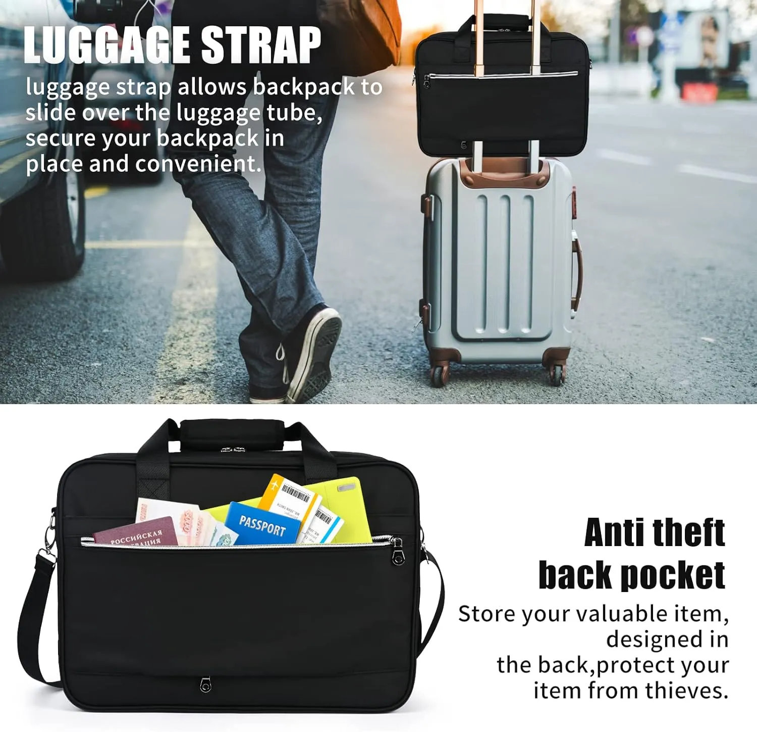 Laptop Bag Premium Laptop Briefcase Expandable Fits Up to 17 Inch Water-Repellent Large Messenger Computer Bag Travel/Business/Work/for Men Women,Black