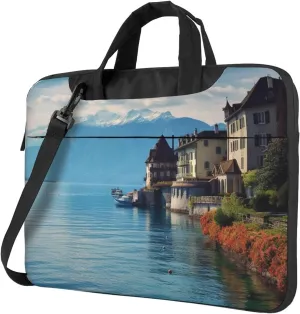 Laptop Sleeve Bag Shockproof Notebook Case Lake Geneva Switzerland Computer Carrying Case with Shoulder Strap