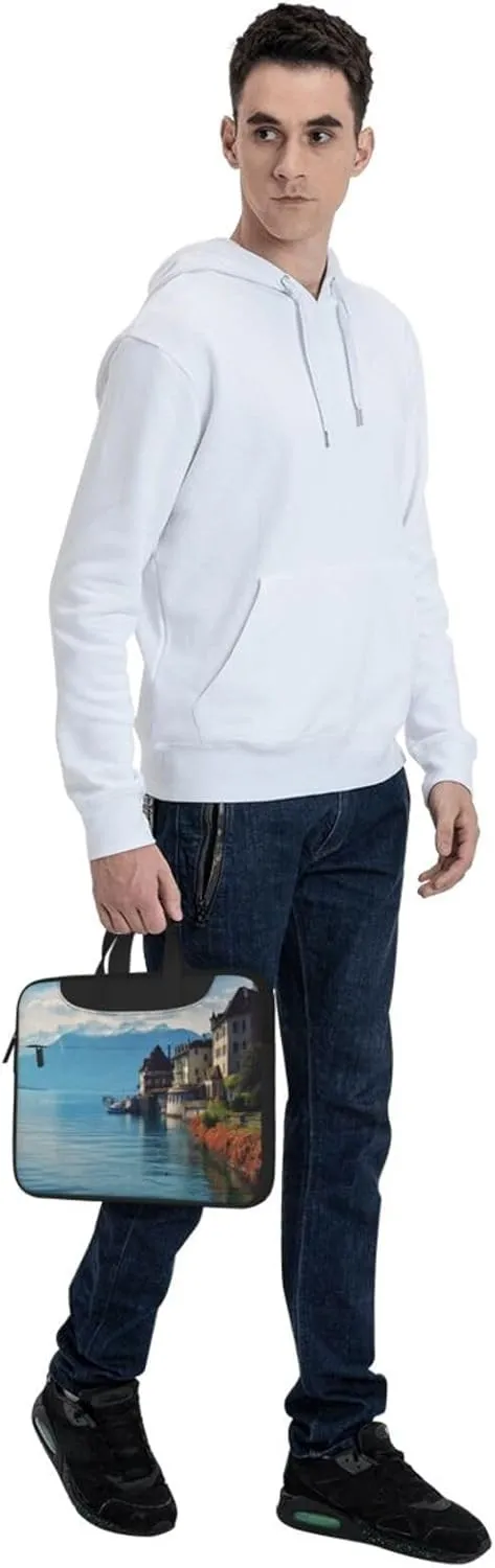 Laptop Sleeve Bag Shockproof Notebook Case Lake Geneva Switzerland Computer Carrying Case with Shoulder Strap