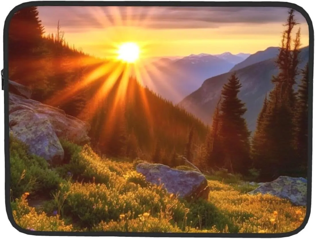 Laptop Sleeve Laptop Case Bag Shockproof Computer Carrying Bag Rocky Mountain Sunset Sunshine Briefcase Handbags 15 inch