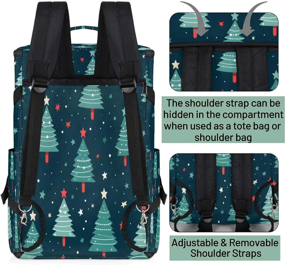 Large Carry on Backpack for Women Men Multi-function Gym Duffle Bag Christmas Trees Backpack Polyester Waterproof Duffel Bags