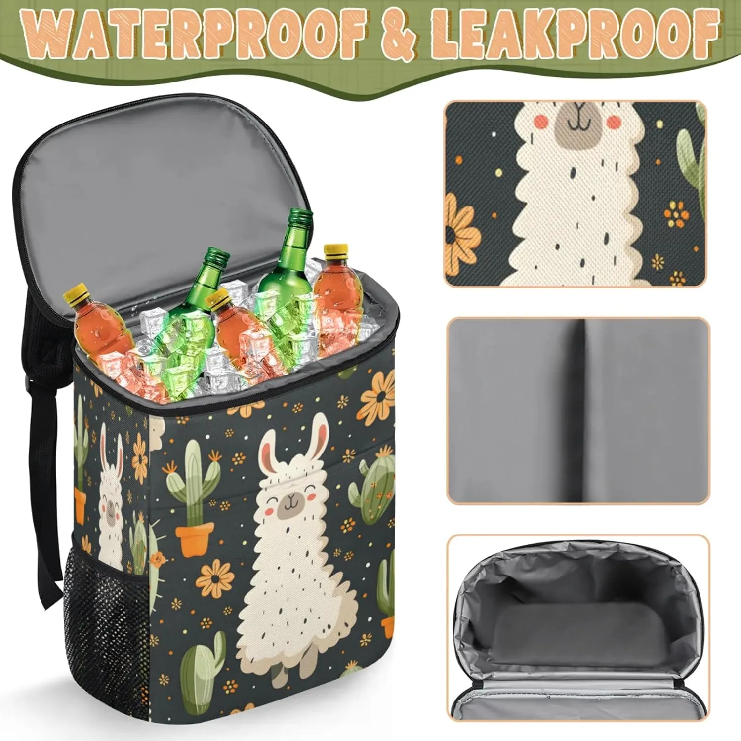 Large Insulated Cooler Backpack, Leak Proof Backpack 30 Cans, Cooler Bag for 12h Hot/Cold Retention