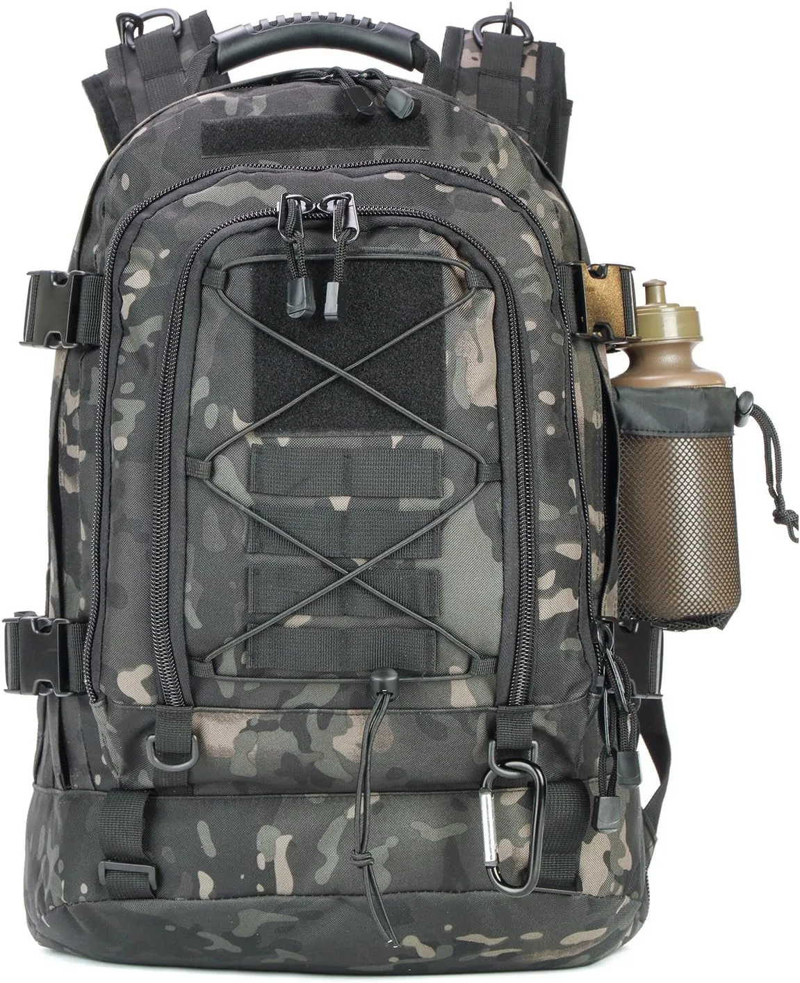 Large Tactical Backpack for Men Military Backpack with DIY System for Travel, Work,Camping,Hunting,Hiking,Sports (Night Camo)