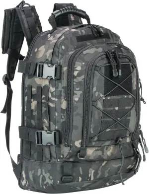 Large Tactical Backpack for Men Military Backpack with DIY System for Travel, Work,Camping,Hunting,Hiking,Sports (Night Camo)