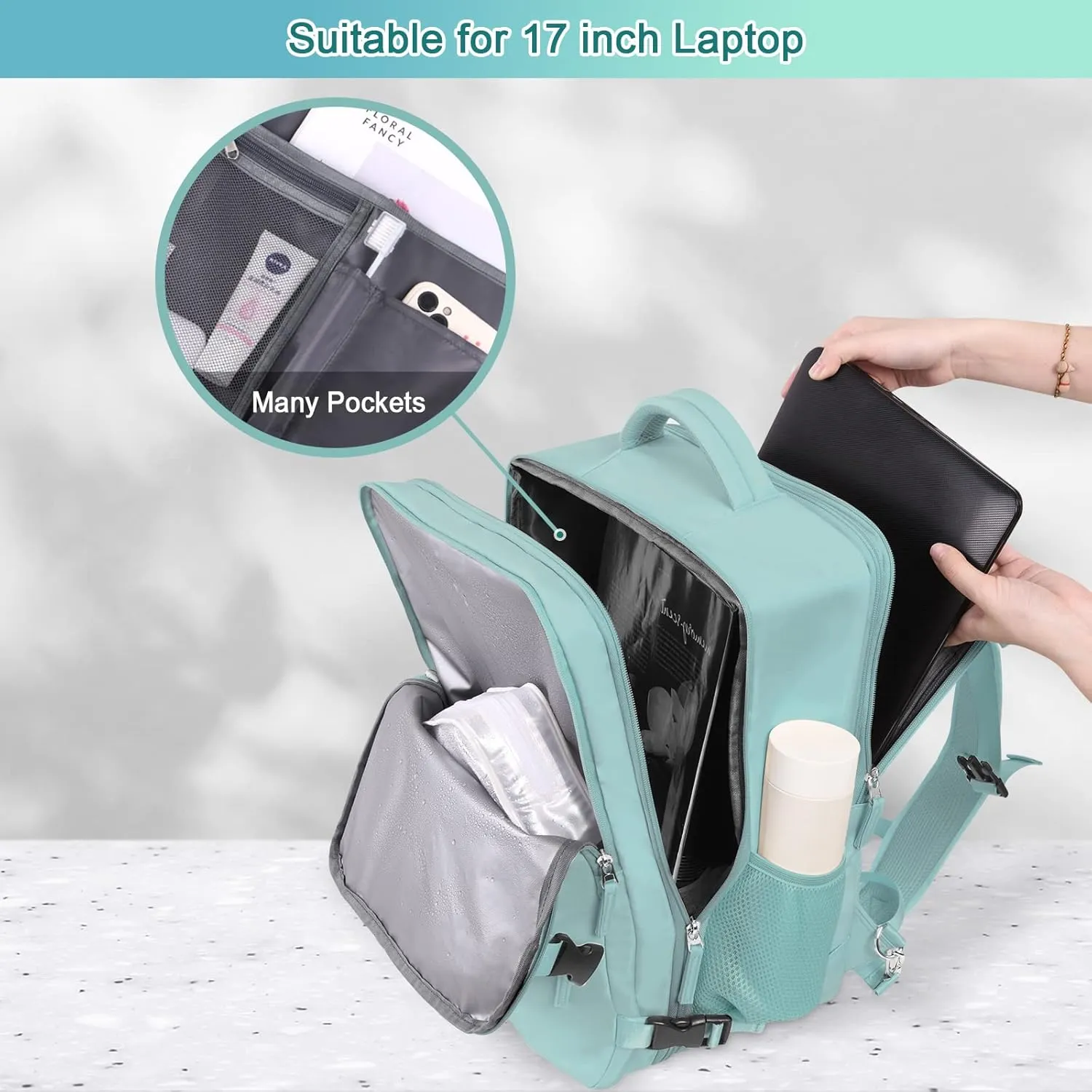 Large Travel Backpack for Women, 40L Carry On Backpack, 17 Inch Laptop Waterproof Backpack, College Bookbag, Backpack for Women, as Person Item Flight Approved