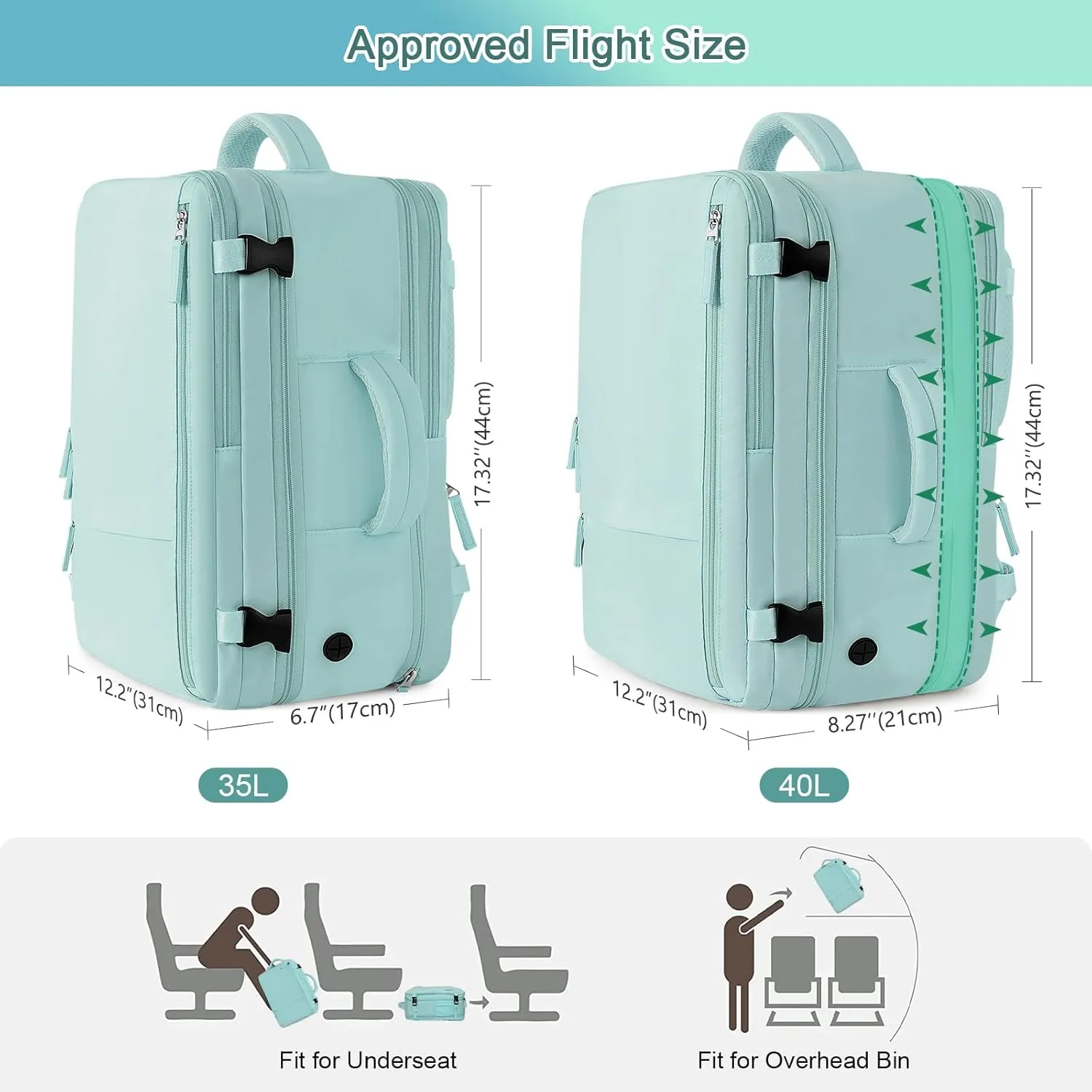 Large Travel Backpack for Women, 40L Carry On Backpack, 17 Inch Laptop Waterproof Backpack, College Bookbag, Backpack for Women, as Person Item Flight Approved