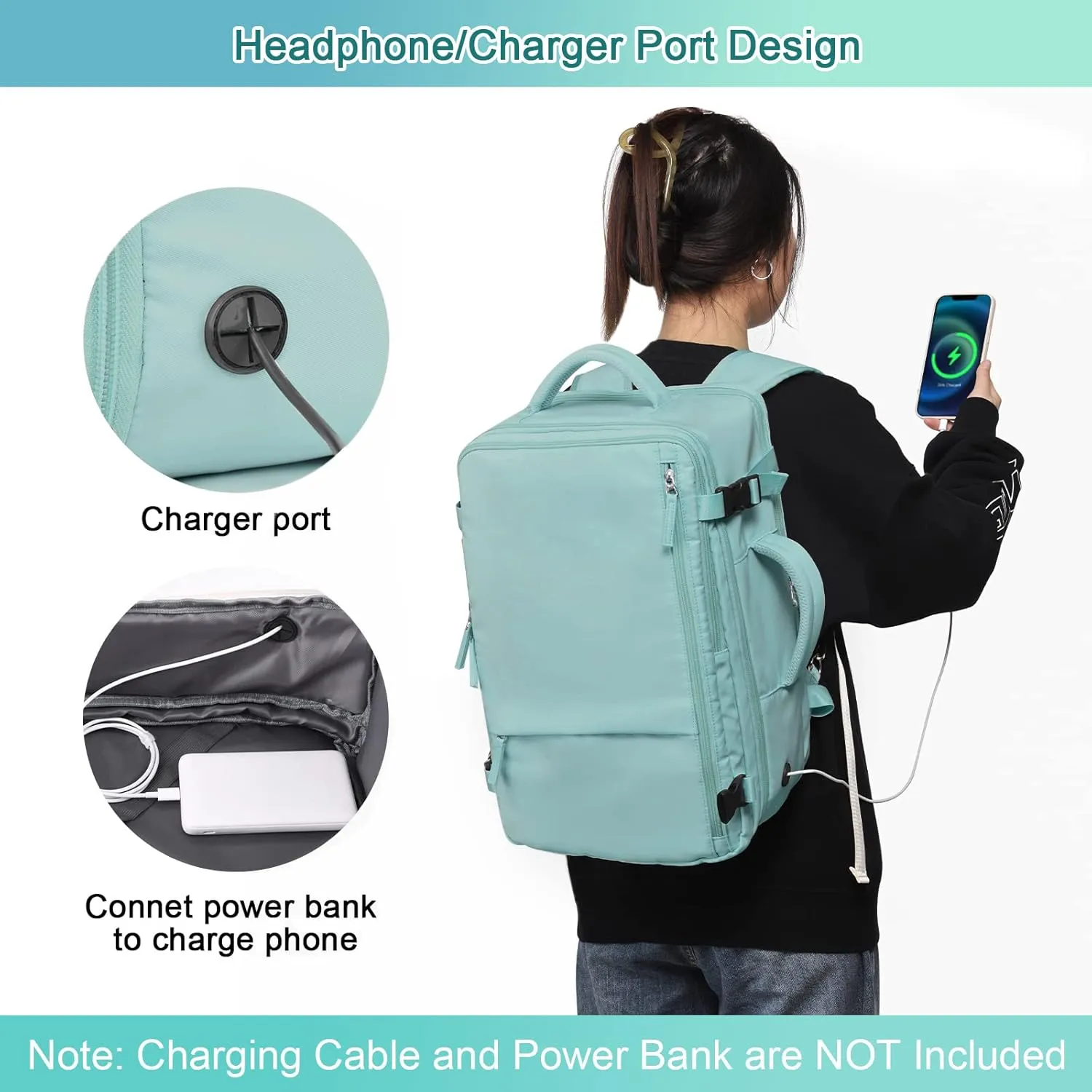 Large Travel Backpack for Women, 40L Carry On Backpack, 17 Inch Laptop Waterproof Backpack, College Bookbag, Backpack for Women, as Person Item Flight Approved
