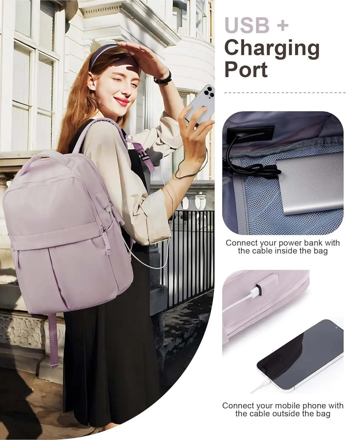 Large Travel Backpack For Women Laptop Backpack Carry On Backpack For Airplanes College Backpacks For Women Men Waterproof Gym Work Backpack For Travel Purple