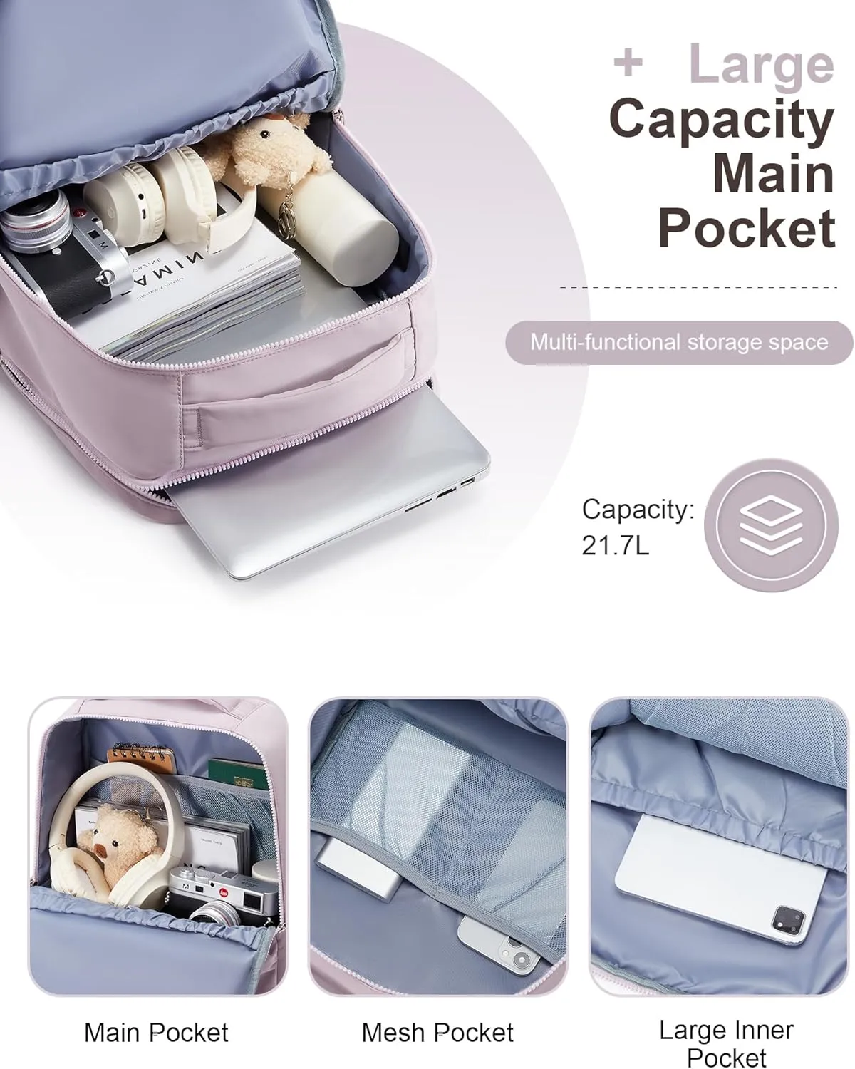 Large Travel Backpack For Women Laptop Backpack Carry On Backpack For Airplanes College Backpacks For Women Men Waterproof Gym Work Backpack For Travel Purple