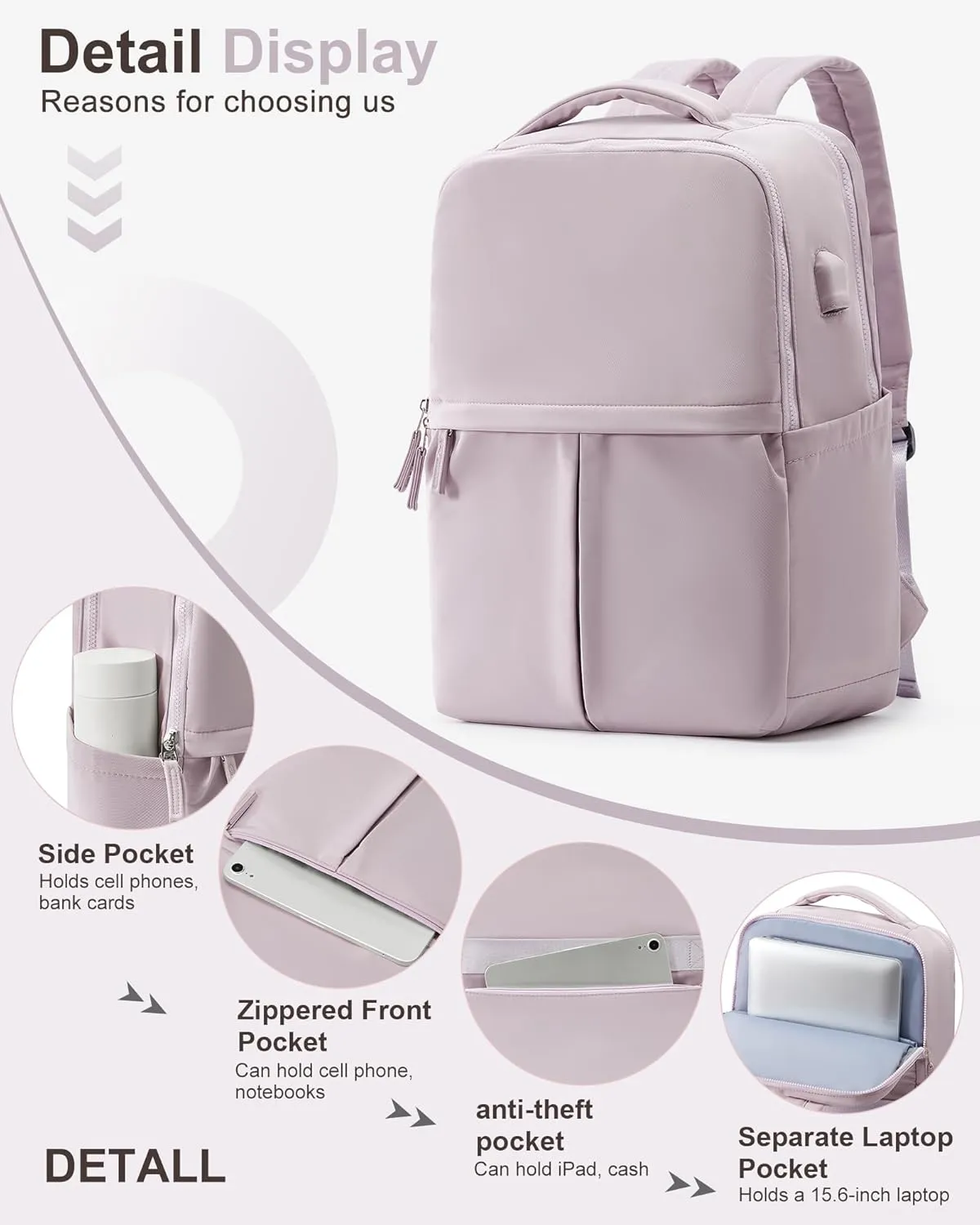 Large Travel Backpack For Women Laptop Backpack Carry On Backpack For Airplanes College Backpacks For Women Men Waterproof Gym Work Backpack For Travel Purple