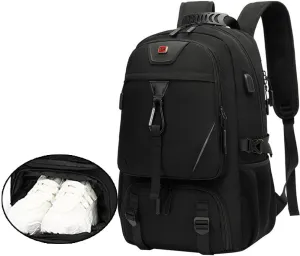Large Travel Backpack with Shoe Compartment, Carry On Backpacks for Men, Laptop Backpack with USB Charging Port