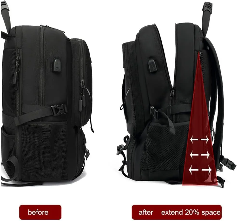Large Travel Backpack with Shoe Compartment, Carry On Backpacks for Men, Laptop Backpack with USB Charging Port