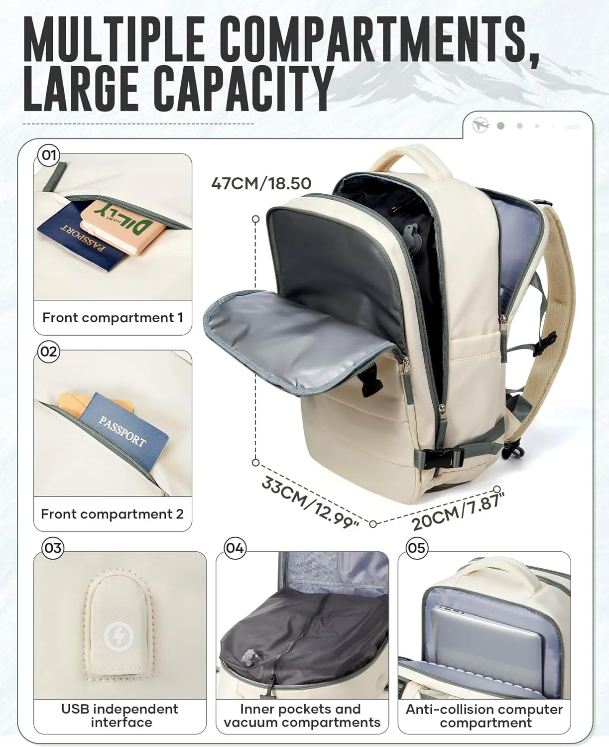 Large Vacuum Backpack Travel with Pump, Waterproof Compression Backpack, Airback Personal Item Carry on Backpacks, Vacpack Compression Bags for Seal, Business Travel Backpacks for Women Men