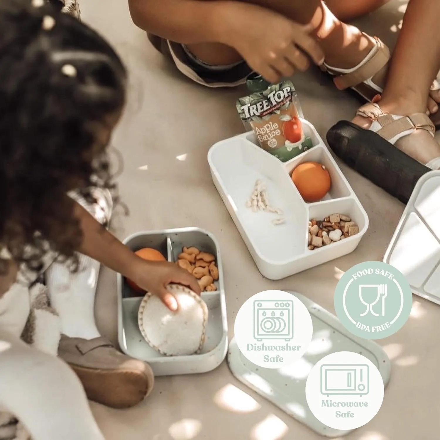 Leak Proof Bento Box Food-Grade Silicone Bento, BPA, Phthalate, Lead, & PVC Free - Bento Lunch Box for Daycare, Kids, & Adults - Leak Resistant Sets With Lids Snack Box Container (Lilac 4)