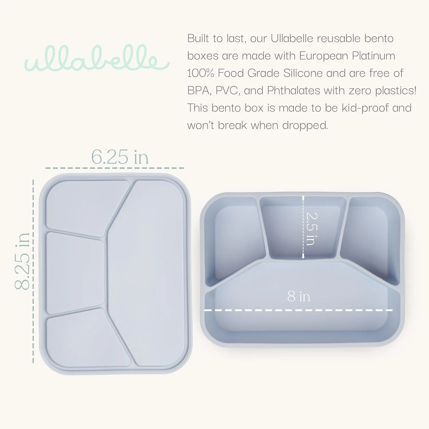 Leak Proof Bento Box Food-Grade Silicone Bento, BPA, Phthalate, Lead, & PVC Free - Bento Lunch Box for Daycare, Kids, & Adults - Leak Resistant Sets With Lids Snack Box Container (Lilac 4)