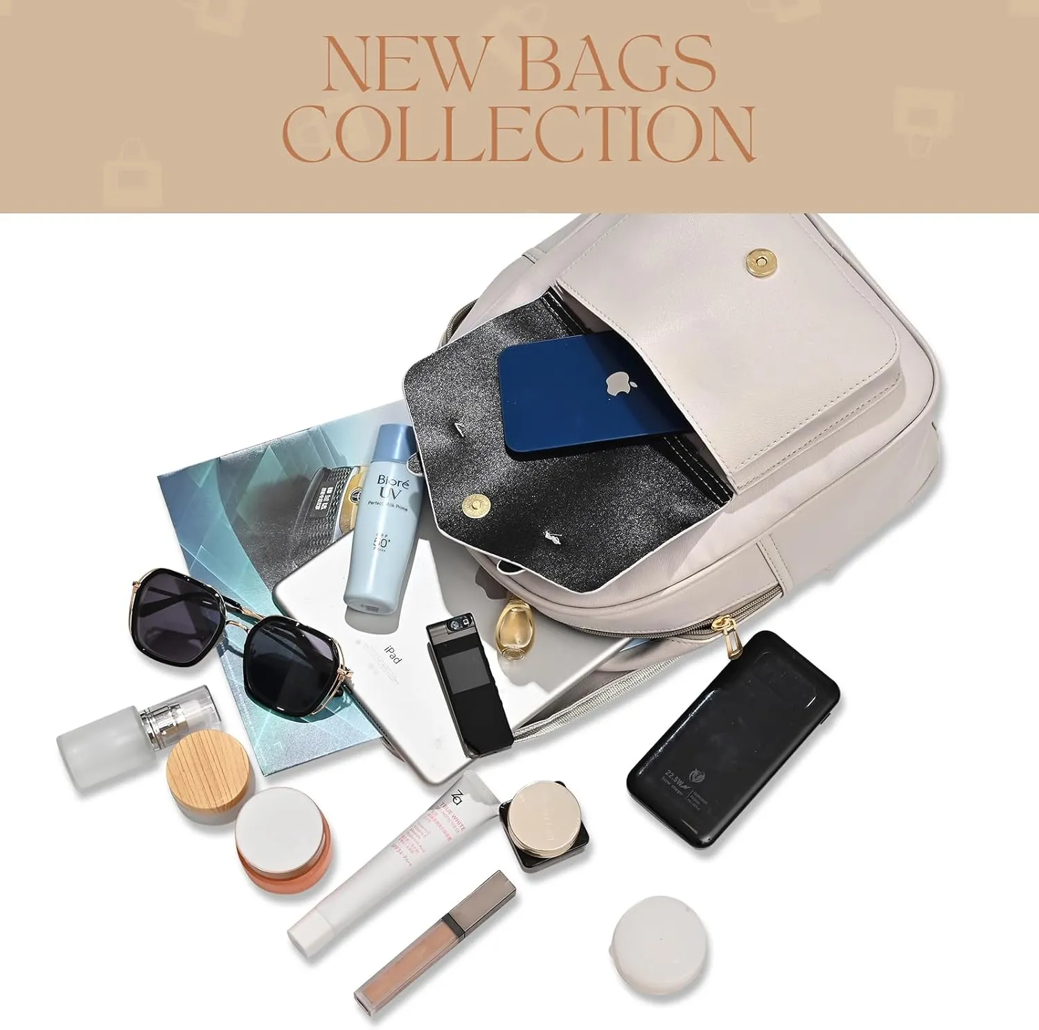 Leather Mini Backpack Purse for Women 3-Piece Set Floral Cute Small Casual Travel School Daypacks Little Wallet Bag（Grey）