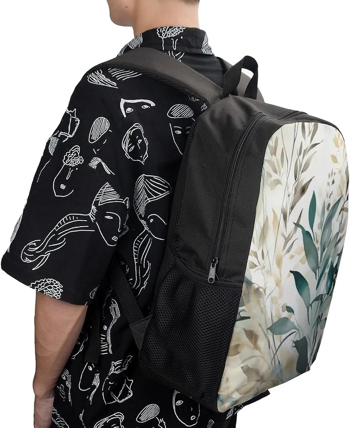 Leaves on White Background Lightweight Backpack Casual Carry On Laptop Backpack,Hiking Bag for Camping Sports Work