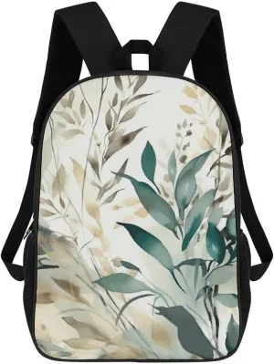 Leaves on White Background Lightweight Backpack Casual Carry On Laptop Backpack,Hiking Bag for Camping Sports Work