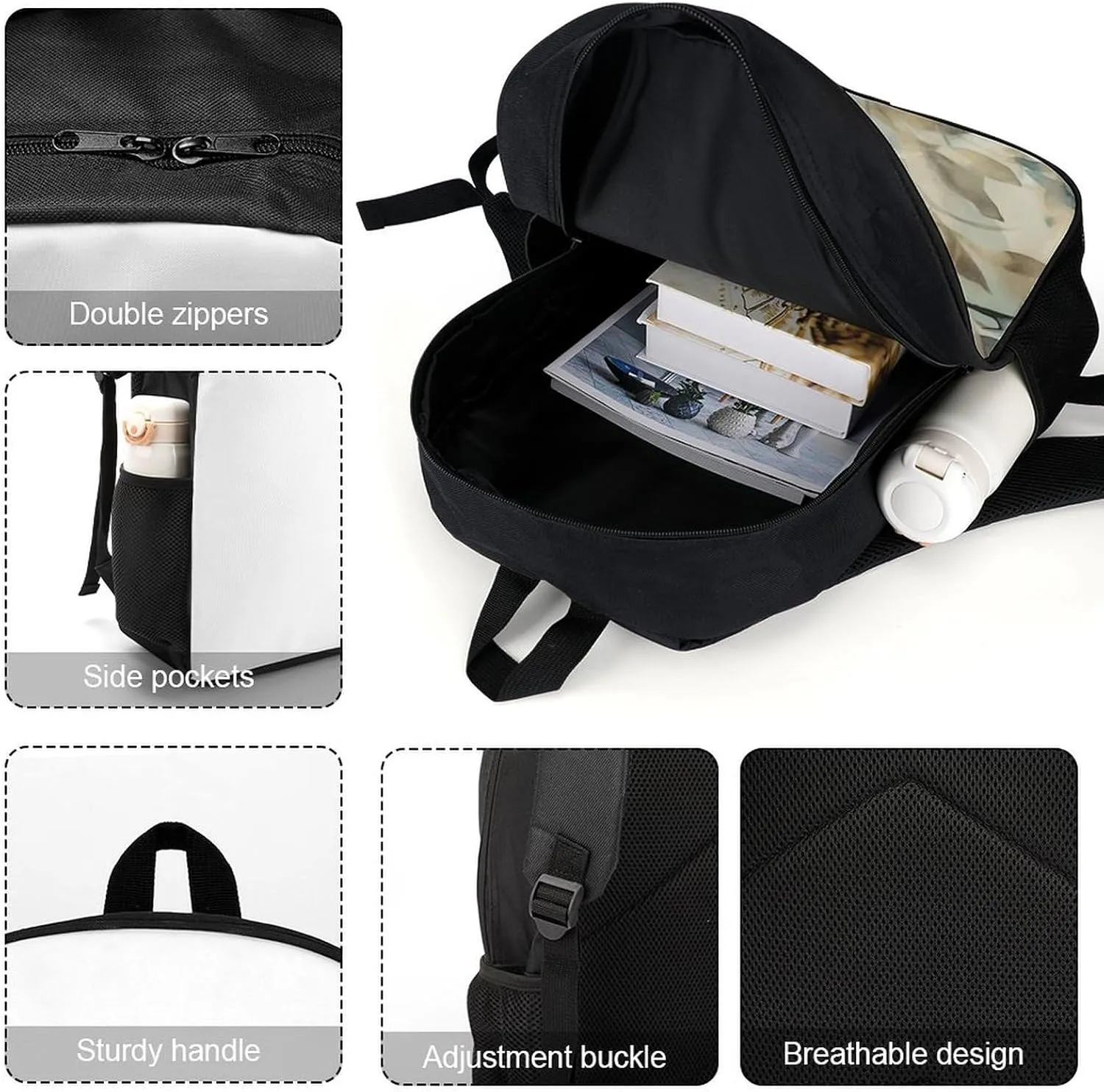 Leaves on White Background Lightweight Backpack Casual Carry On Laptop Backpack,Hiking Bag for Camping Sports Work