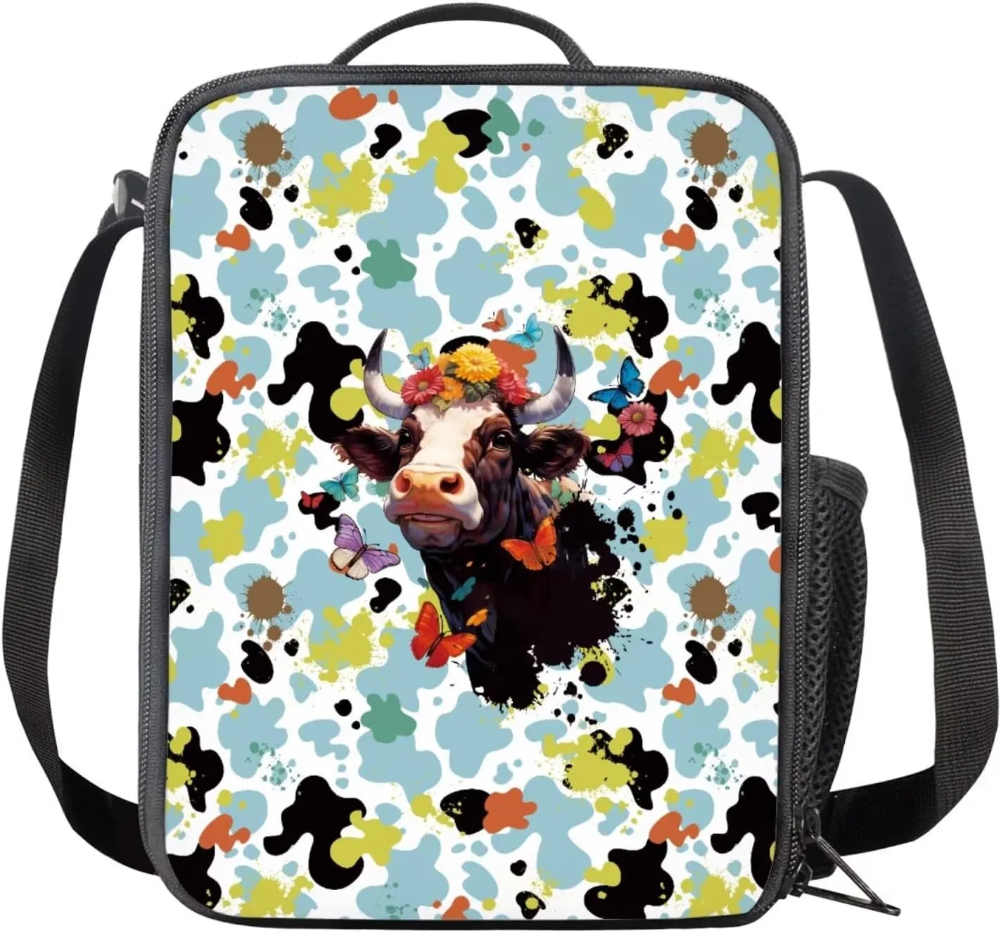 Leopard Cow Backpacks for Teen Girls Lightweight Fashion School Bag for Girl Keep Warm Oil Proof Lunch Bag Teen Girls and Pencil Case for Travel Beach Picnic