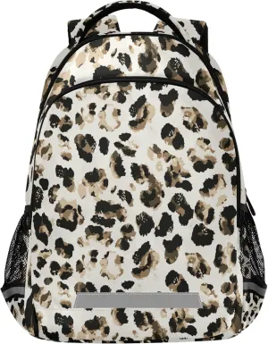 Leopard Print Backpacks Laptop School Book Bag Lightweight Animal Daypack for Men Women Teens Kids
