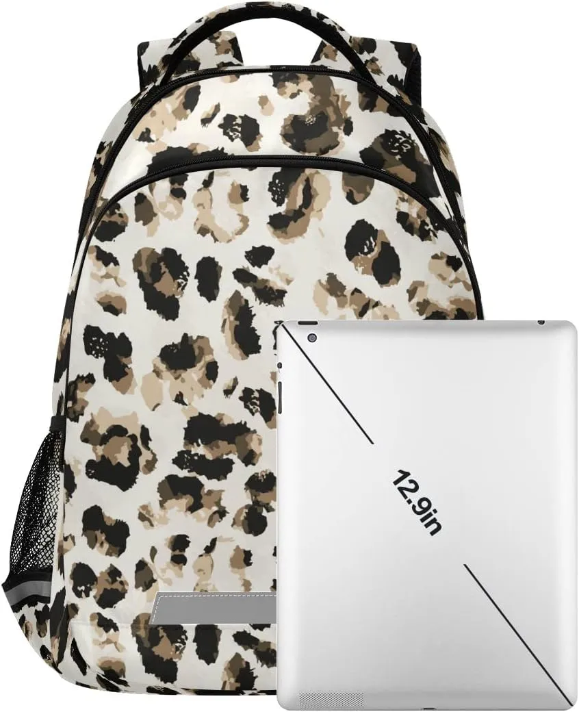 Leopard Print Backpacks Laptop School Book Bag Lightweight Animal Daypack for Men Women Teens Kids