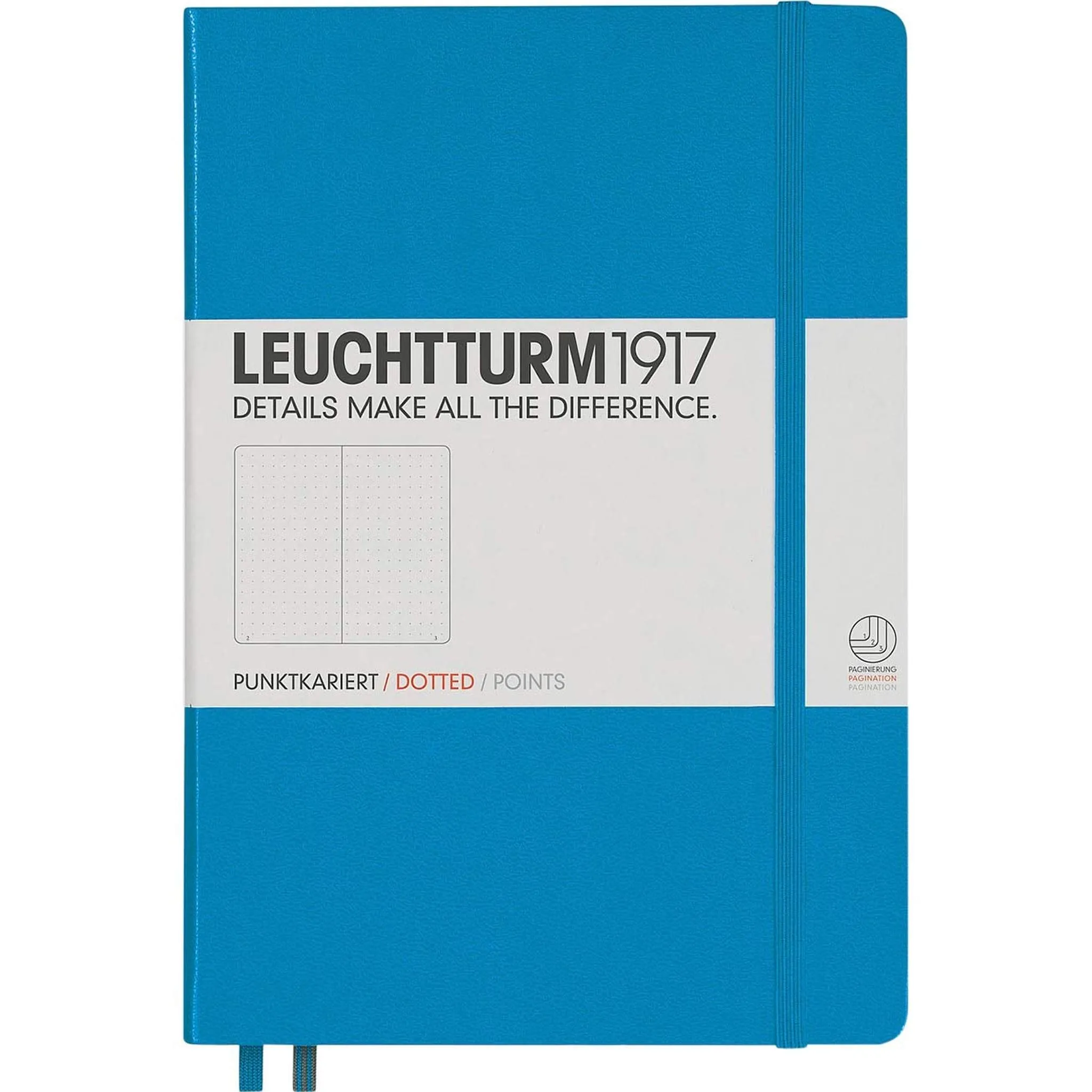 Leuchtturm1917 Medium A5 Dotted Hardcover Notebook (Azure) - 249 Numbered Pages