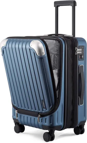 LEVEL8 Grace Carry on Luggage Airline Approved, 20 Inch Expandable Hard Sided Luggages with Spinner Wheels, Harshell Small Rolling Suitcase for Women Men with Tsa Lock, Blue