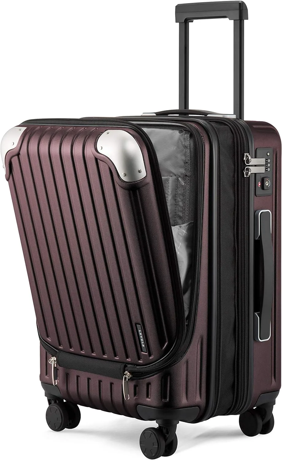 LEVEL8 Grace Carry on Luggage Airline Approved, 20 Inch Expandable Hardside Suitcases with wheels, Abs Pc Harshell Spinner Luggages with Tsa Lock, Red