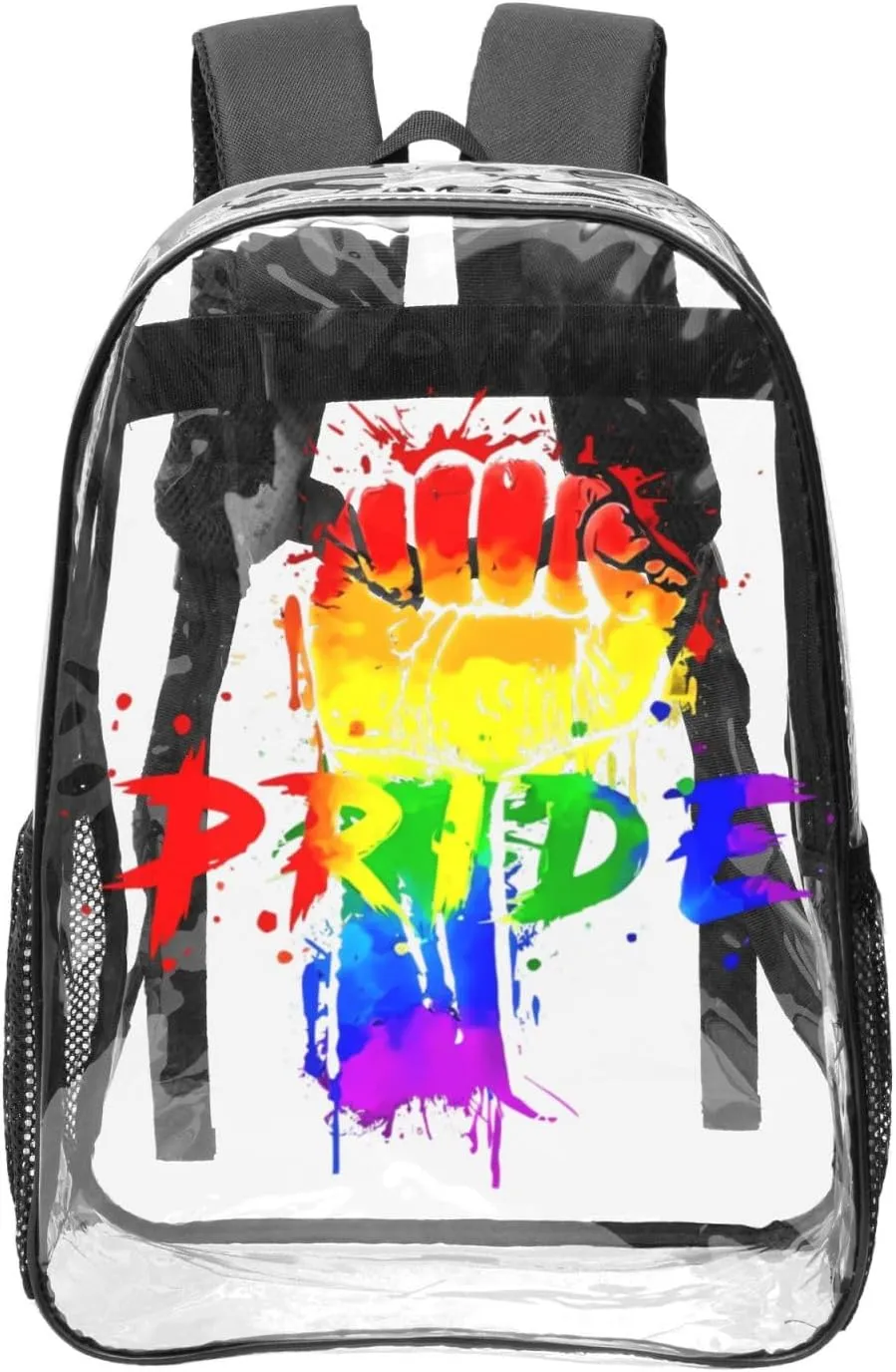 LGBT Pride Rainbow Gay pride day 16 Inch Clear PVC Backpacks Transparent Backpack Multipurpose Double Shoulder Bag for Men Women Gifts
