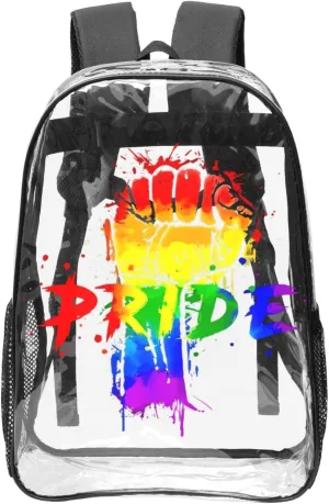 LGBT Pride Rainbow Gay pride day 16 Inch Clear PVC Backpacks Transparent Backpack Multipurpose Double Shoulder Bag for Men Women Gifts
