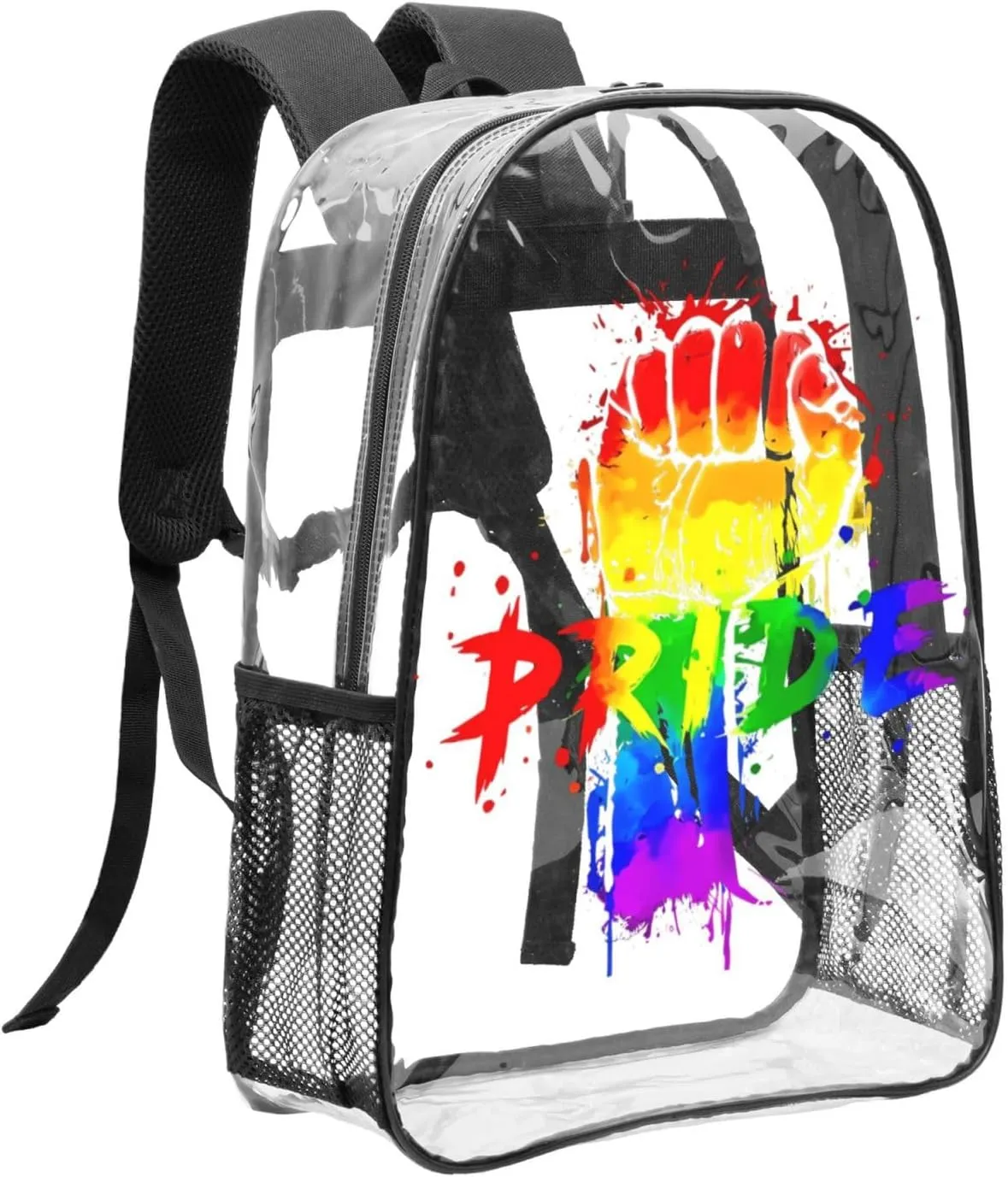 LGBT Pride Rainbow Gay pride day 16 Inch Clear PVC Backpacks Transparent Backpack Multipurpose Double Shoulder Bag for Men Women Gifts