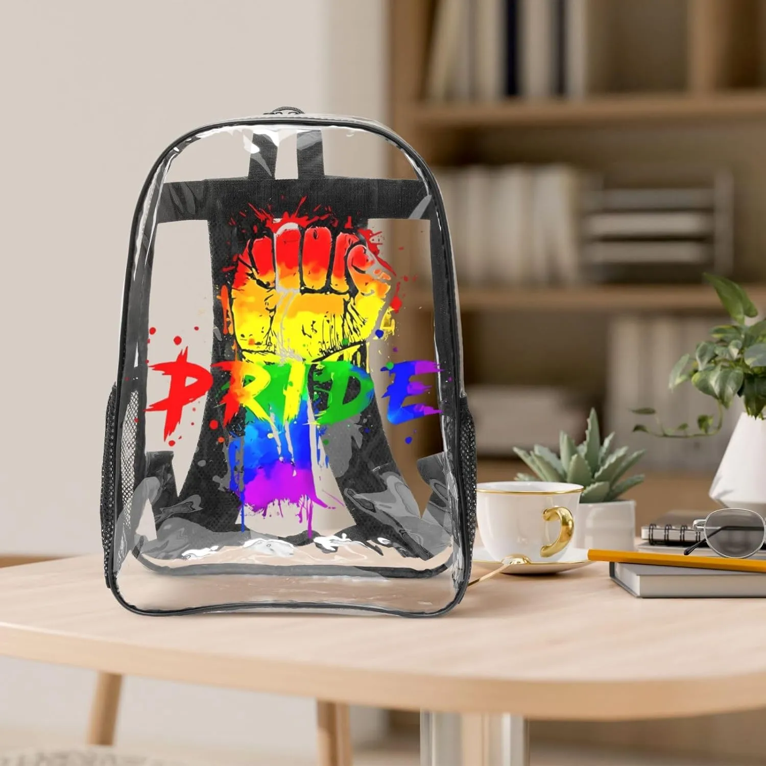LGBT Pride Rainbow Gay pride day 16 Inch Clear PVC Backpacks Transparent Backpack Multipurpose Double Shoulder Bag for Men Women Gifts
