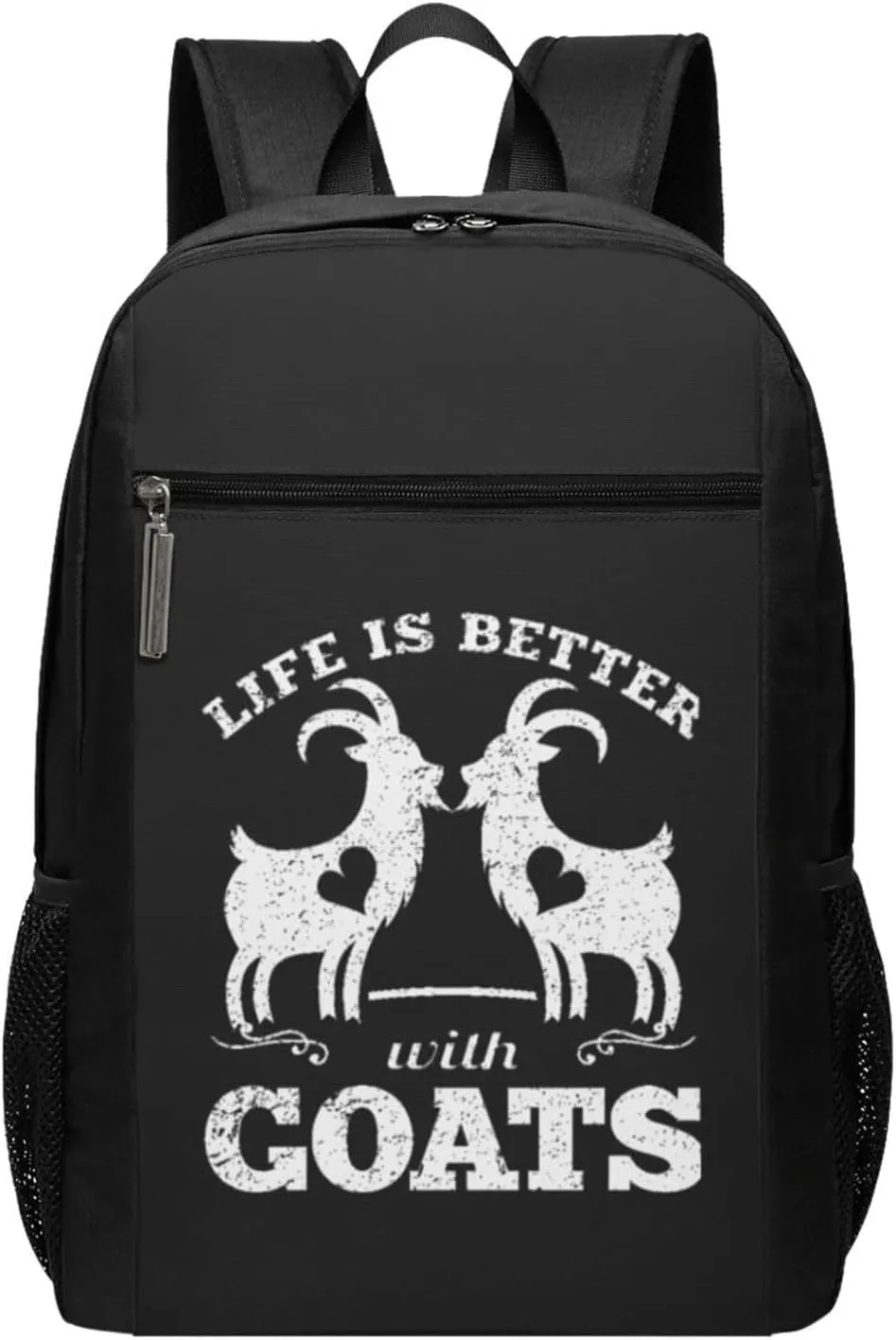 Life Is Better With Goats Travel Laptop Backpack, Business Anti Theft Slim Sturdy Laptops Backpacks, College Computer Bag Gift for Men & Women Fits 17 Inch Notebook,Black
