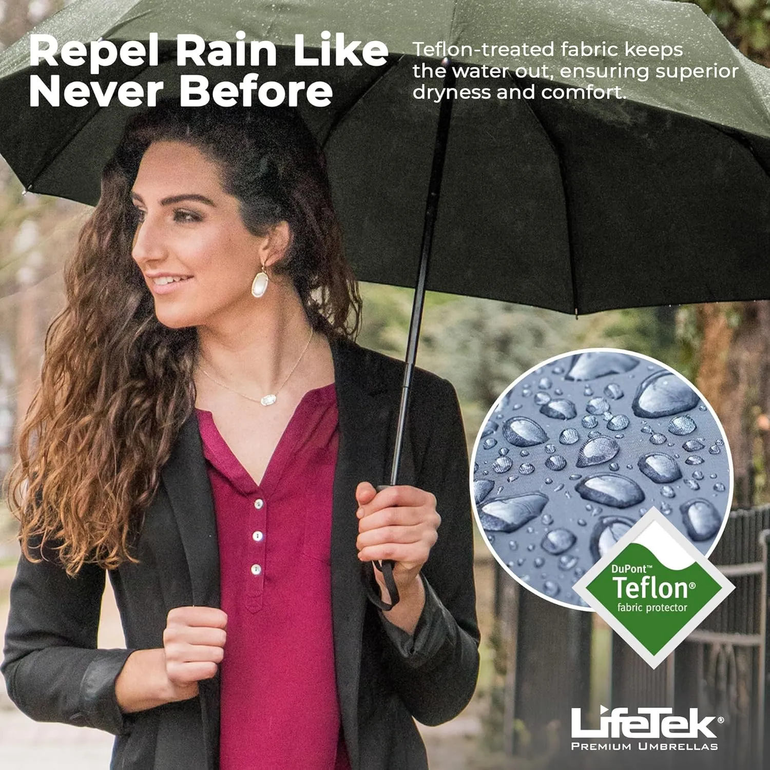 LifeTek Windproof Travel Umbrella, Automatic Open Close, Compact for Rain and Sun, Fits in Purse or Backpack, Strong Lightweight Durable Frame, UV Protection, Small and Portable