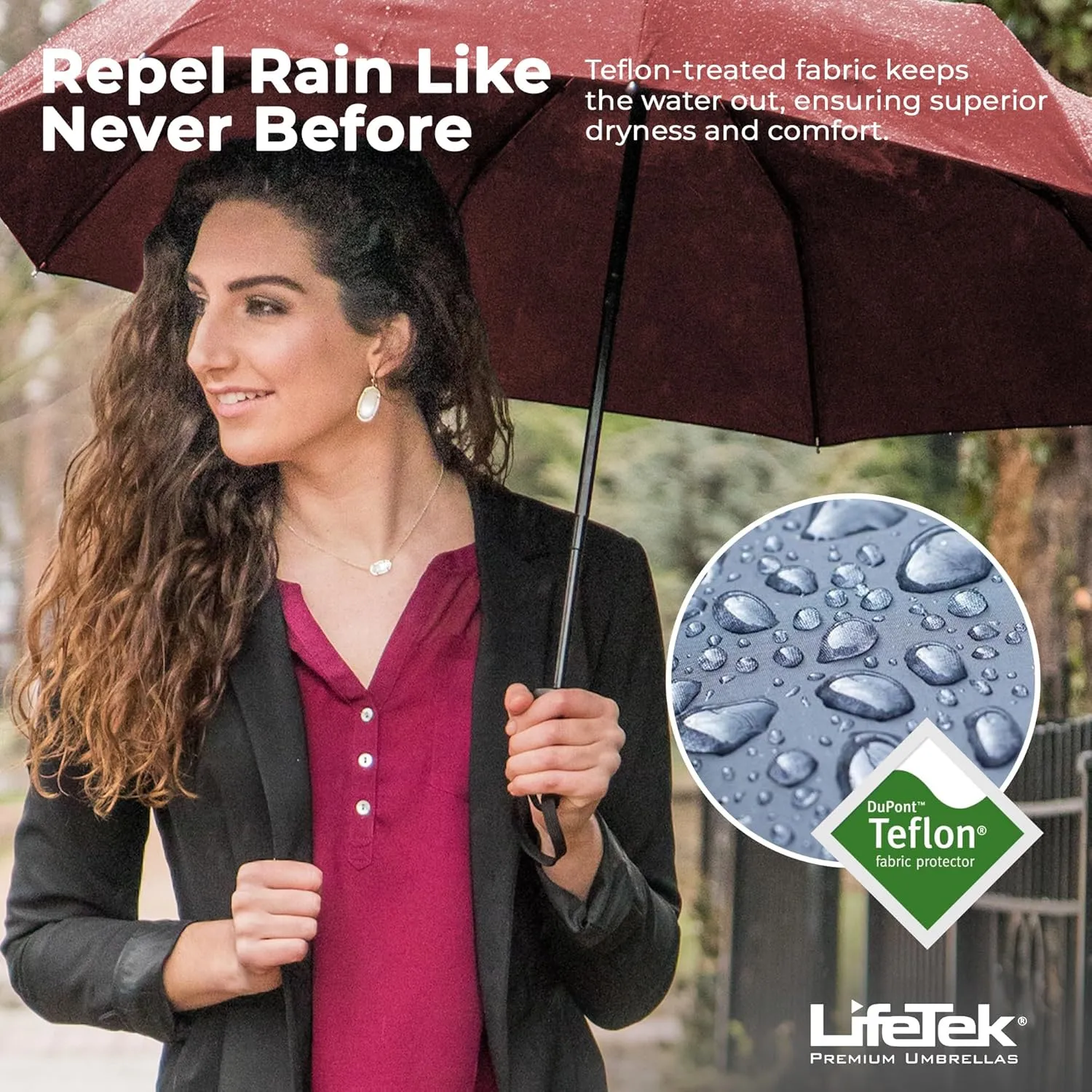 LifeTek Windproof Travel Umbrella, Automatic Open Close, Compact for Rain and Sun, Fits in Purse or Backpack, Strong Lightweight Durable Frame, UV Protection, Small and Portable