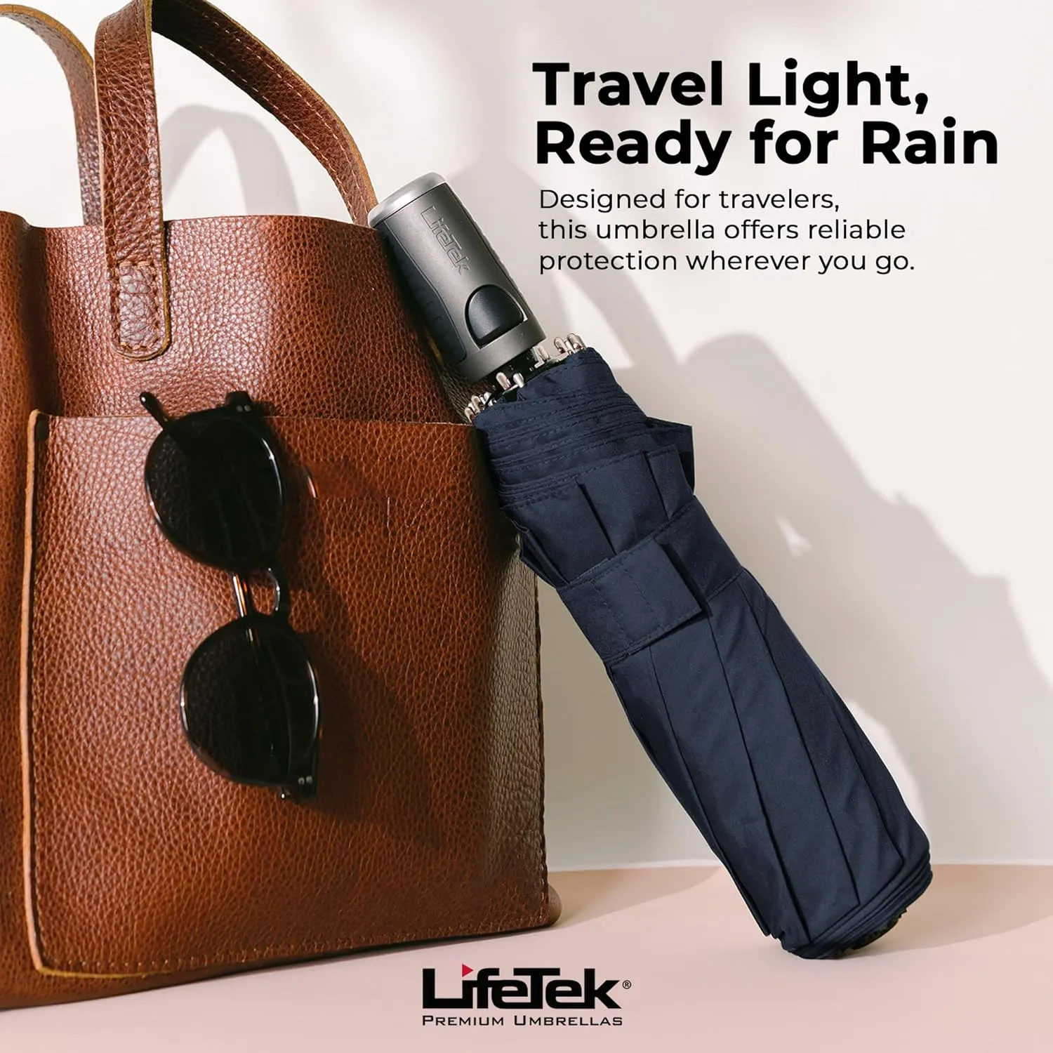 LifeTek Windproof Travel Umbrella, Automatic Open Close, Compact for Rain and Sun, Fits in Purse or Backpack, Strong Lightweight Durable Frame, UV Protection, Small and Portable