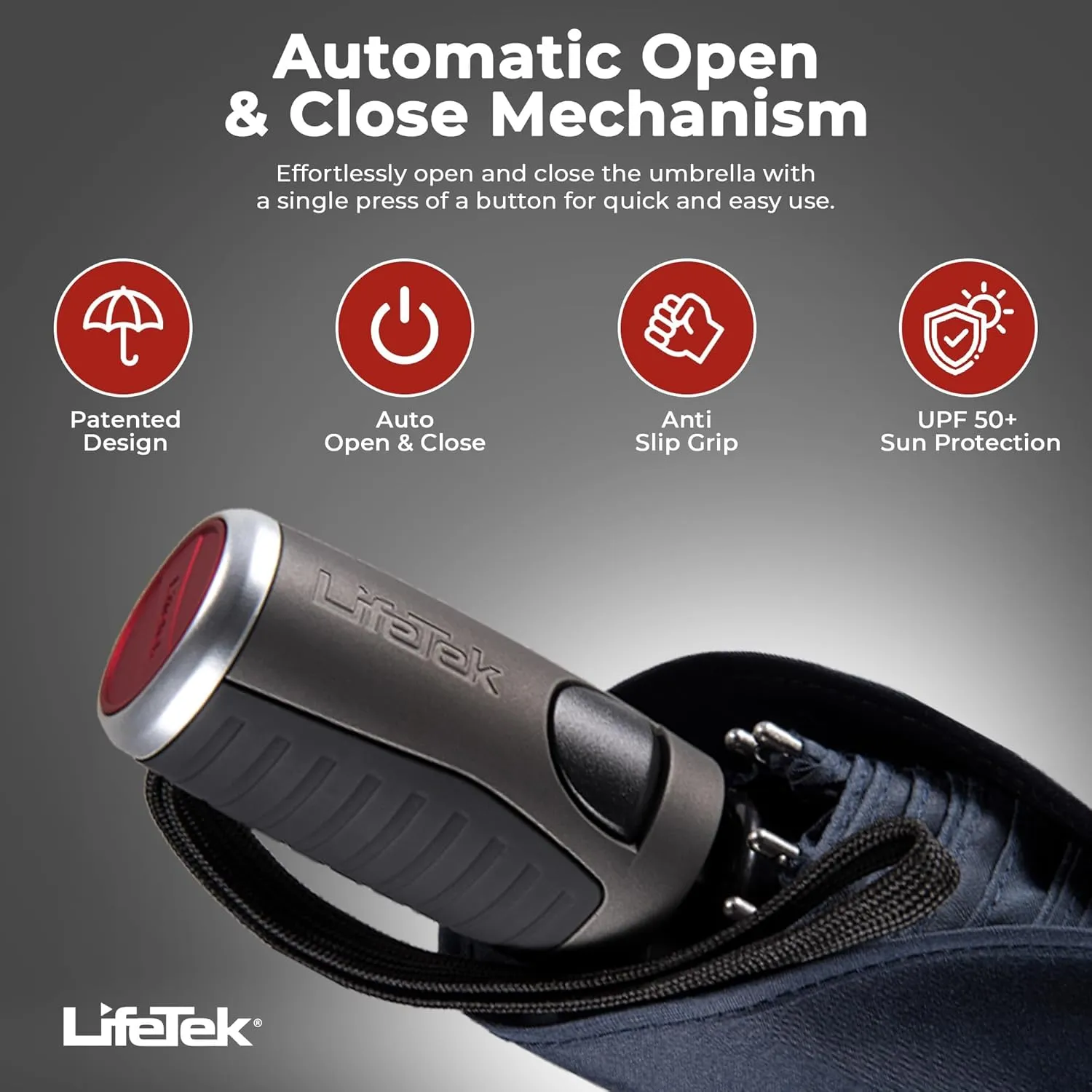 LifeTek Windproof Travel Umbrella, Automatic Open Close, Compact for Rain and Sun, Fits in Purse or Backpack, Strong Lightweight Durable Frame, UV Protection, Small and Portable