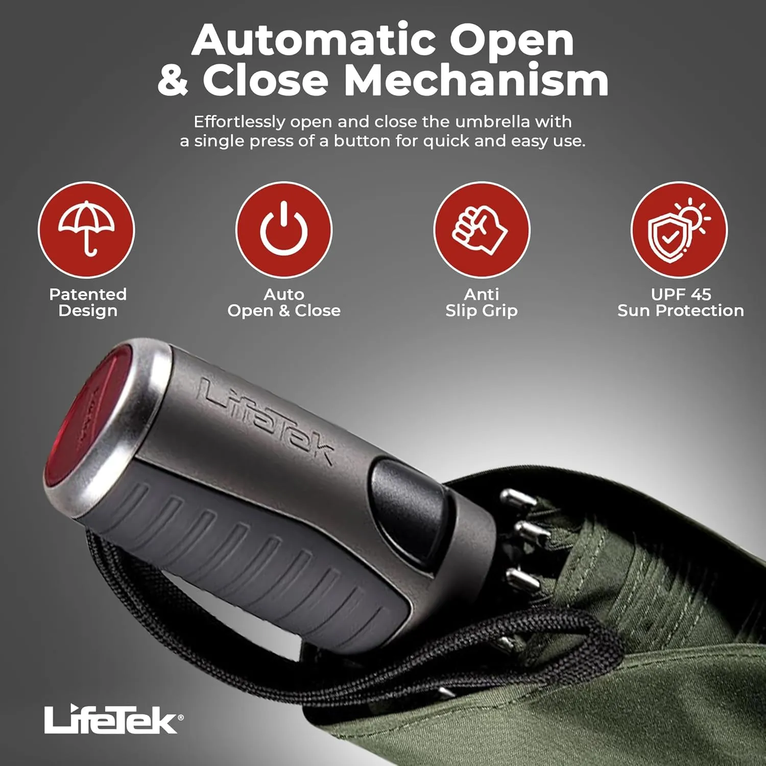 LifeTek Windproof Travel Umbrella, Automatic Open Close, Compact for Rain and Sun, Fits in Purse or Backpack, Strong Lightweight Durable Frame, UV Protection, Small and Portable