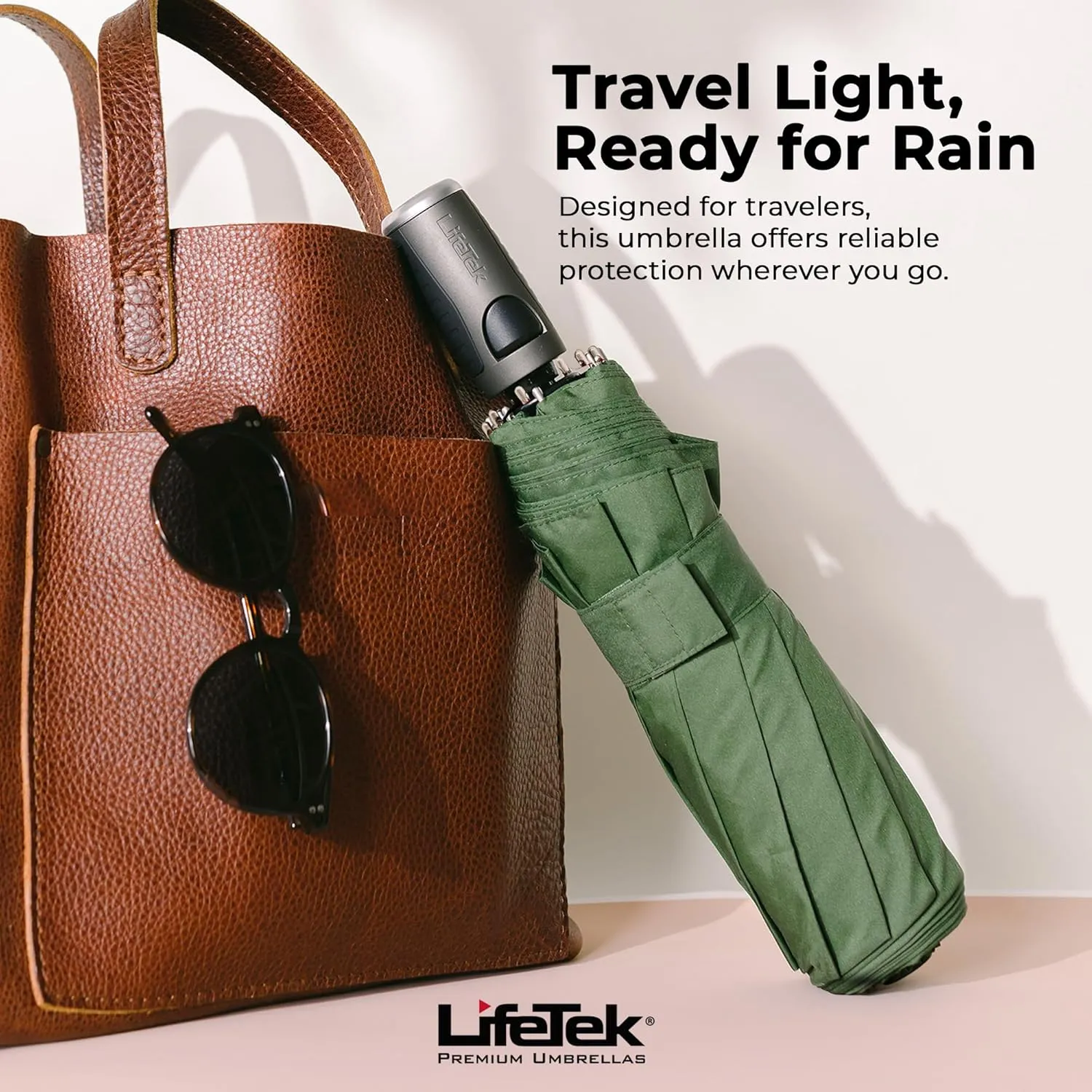 LifeTek Windproof Travel Umbrella, Automatic Open Close, Compact for Rain and Sun, Fits in Purse or Backpack, Strong Lightweight Durable Frame, UV Protection, Small and Portable
