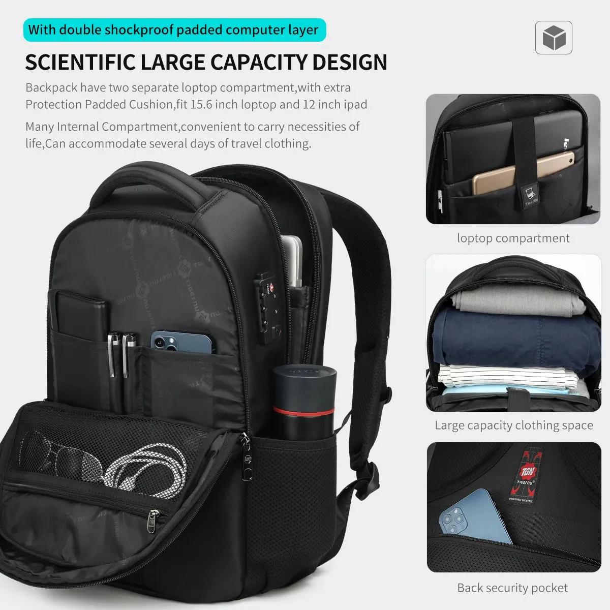 Lifetime Warranty Backpack For Men TSA Anti Theft Bag 15.6inch Laptop Backpack Men Travel Backpacks Schoolbag Male Backpacks Bag